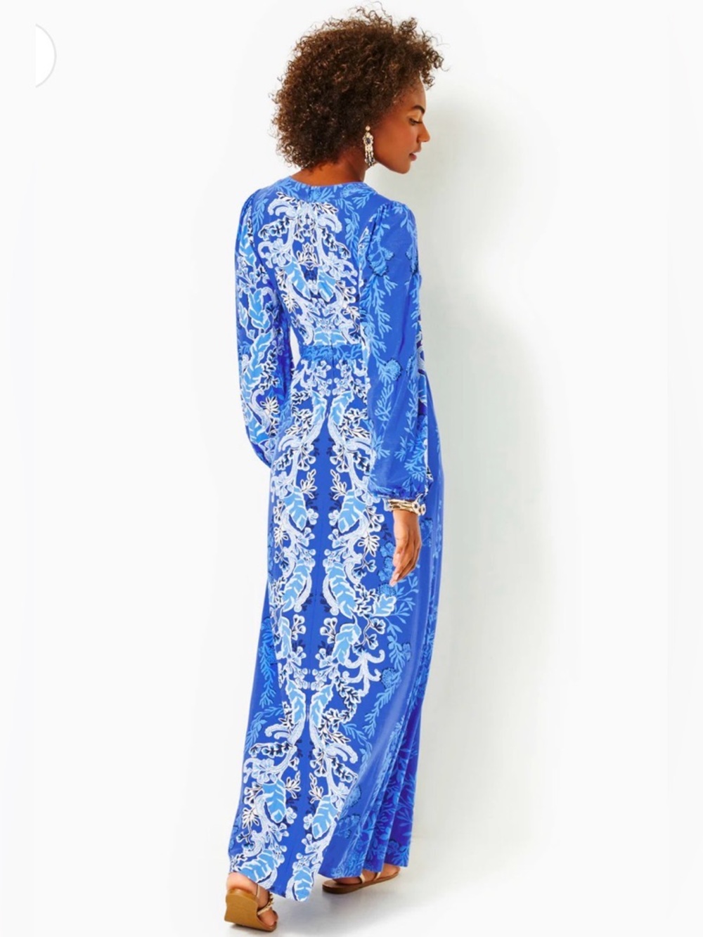 WEXLEE LONG SLEEVE MAXI DRESS, ALBA BLUE BAJA COVE ENGINEERED KNIT SZ 16 - Picture 2 of 8